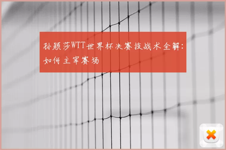 孙颖莎WTT世界杯决赛技战术全解:如何主宰赛场